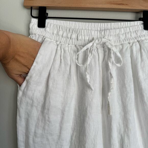J. Crew Women's Linen Pants Size 00 White Pull-On Elastic Waist Beachy Coastal - Picture 4 of 14